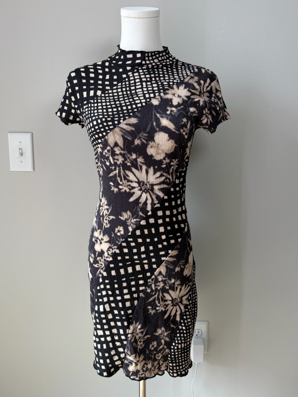 Urban Outfitters Nina Spliced Pattern Clash Mini Dress